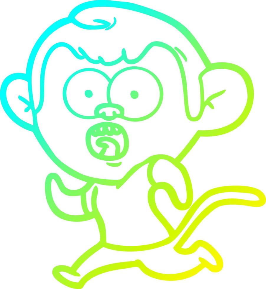 cold gradient line drawing cartoon running monkey vector