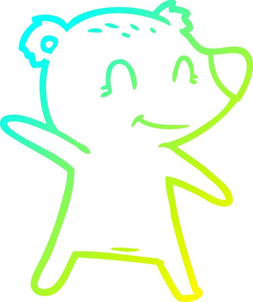 cold gradient line drawing smiling bear pointing vector