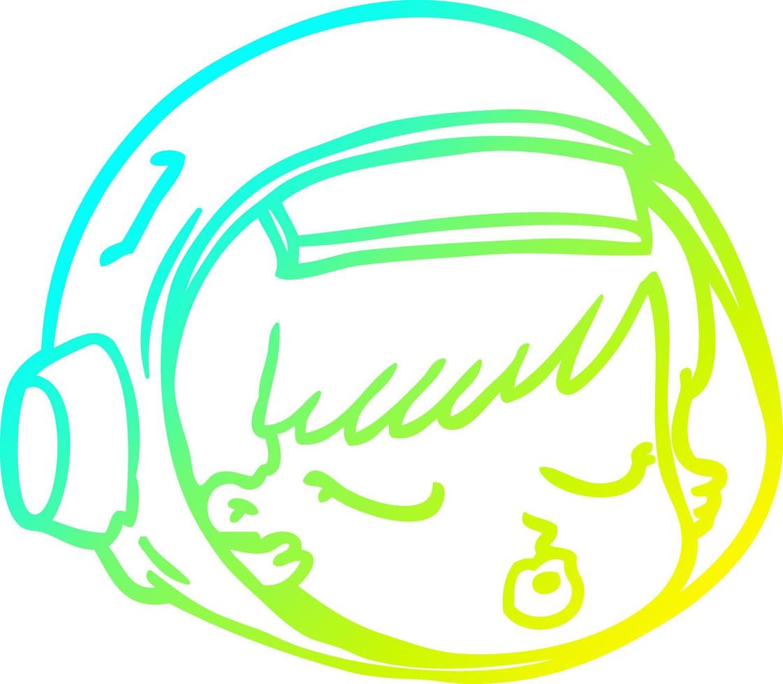 cold gradient line drawing cartoon astronaut face vector