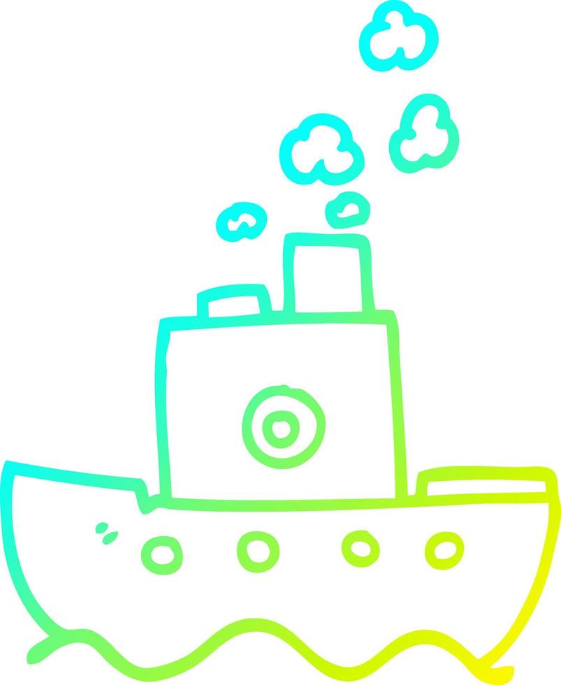 cold gradient line drawing cartoon steam boat vector