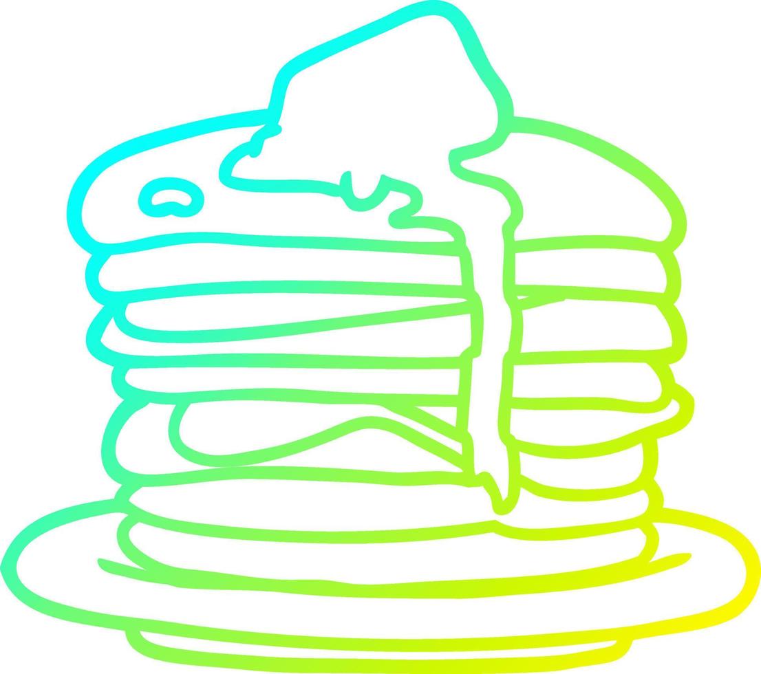 cold gradient line drawing stack of pancakes vector
