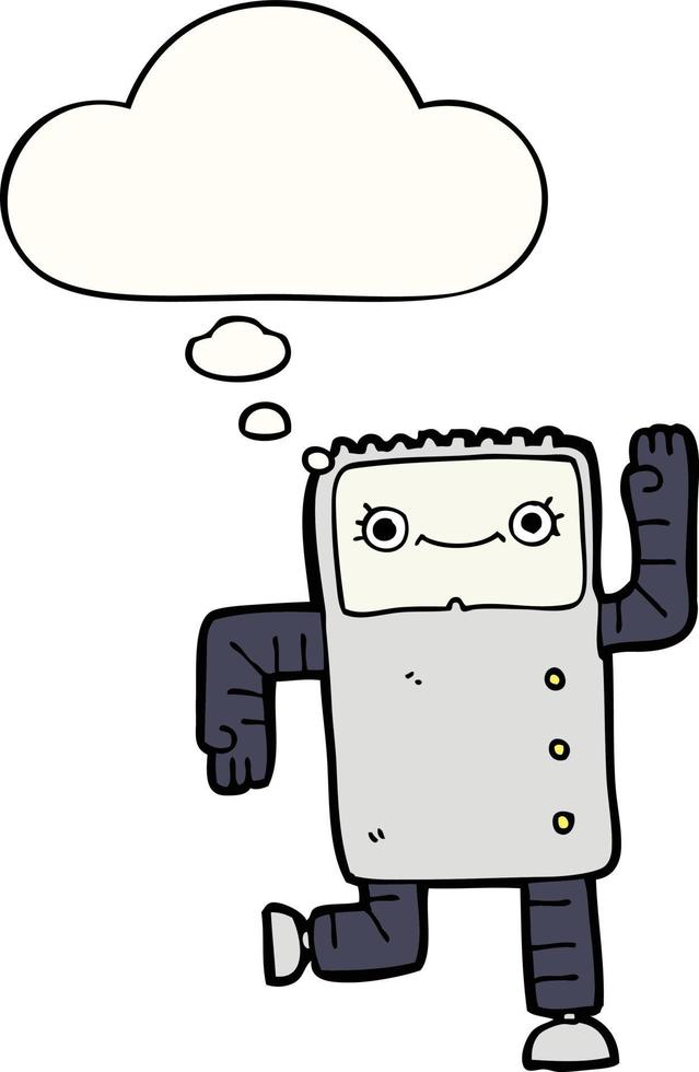 cartoon robot and thought bubble vector