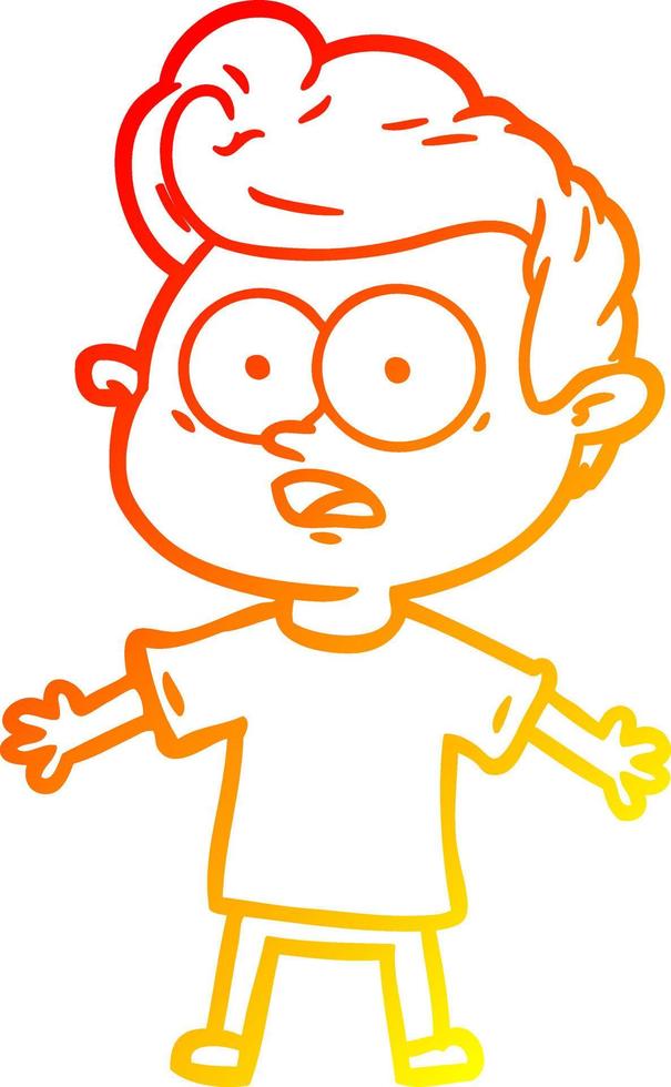warm gradient line drawing cartoon staring man vector