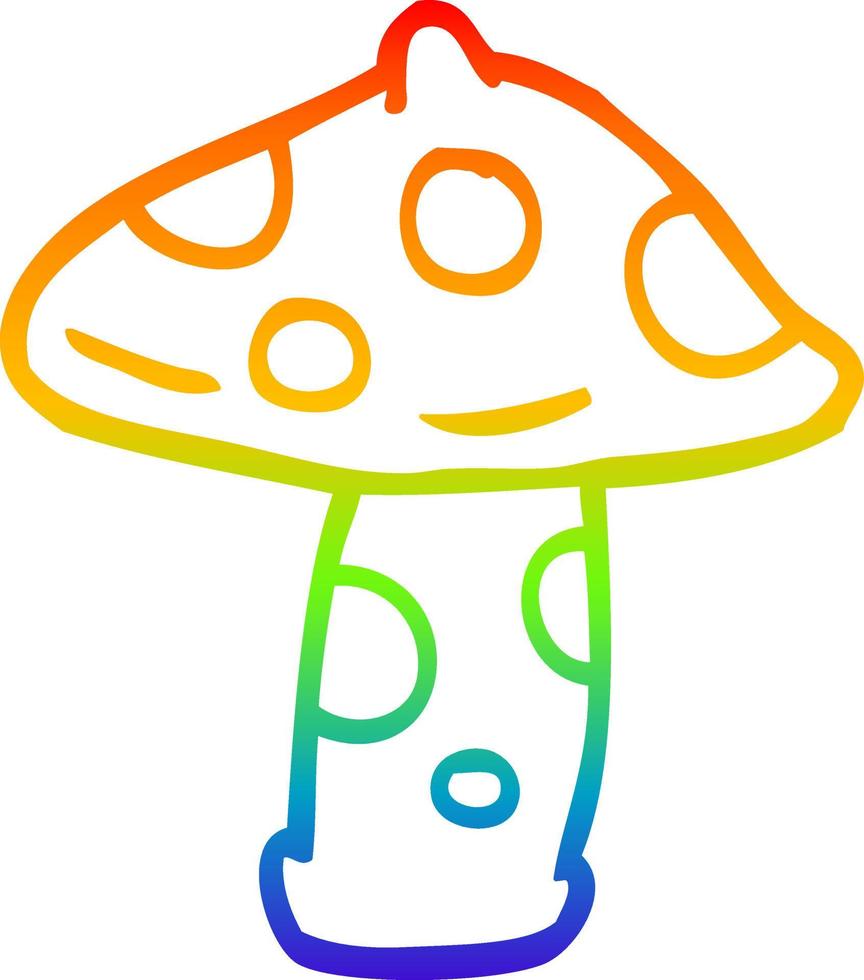 rainbow gradient line drawing cartoon toadstool vector