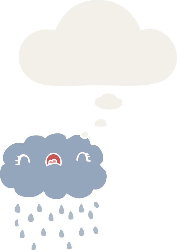 cute cartoon cloud and thought bubble in retro style vector