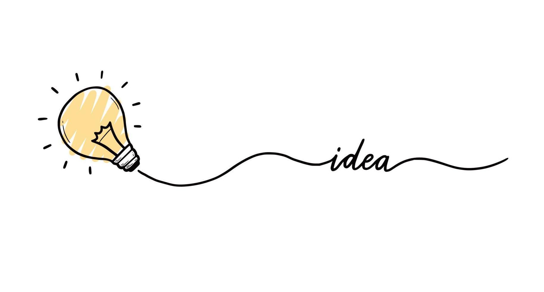 Idea light bulb. Doodle hand drawn vector