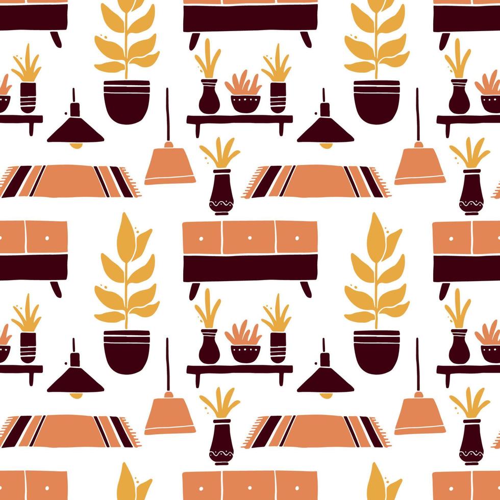 Seamless pattern of living room furniture vector