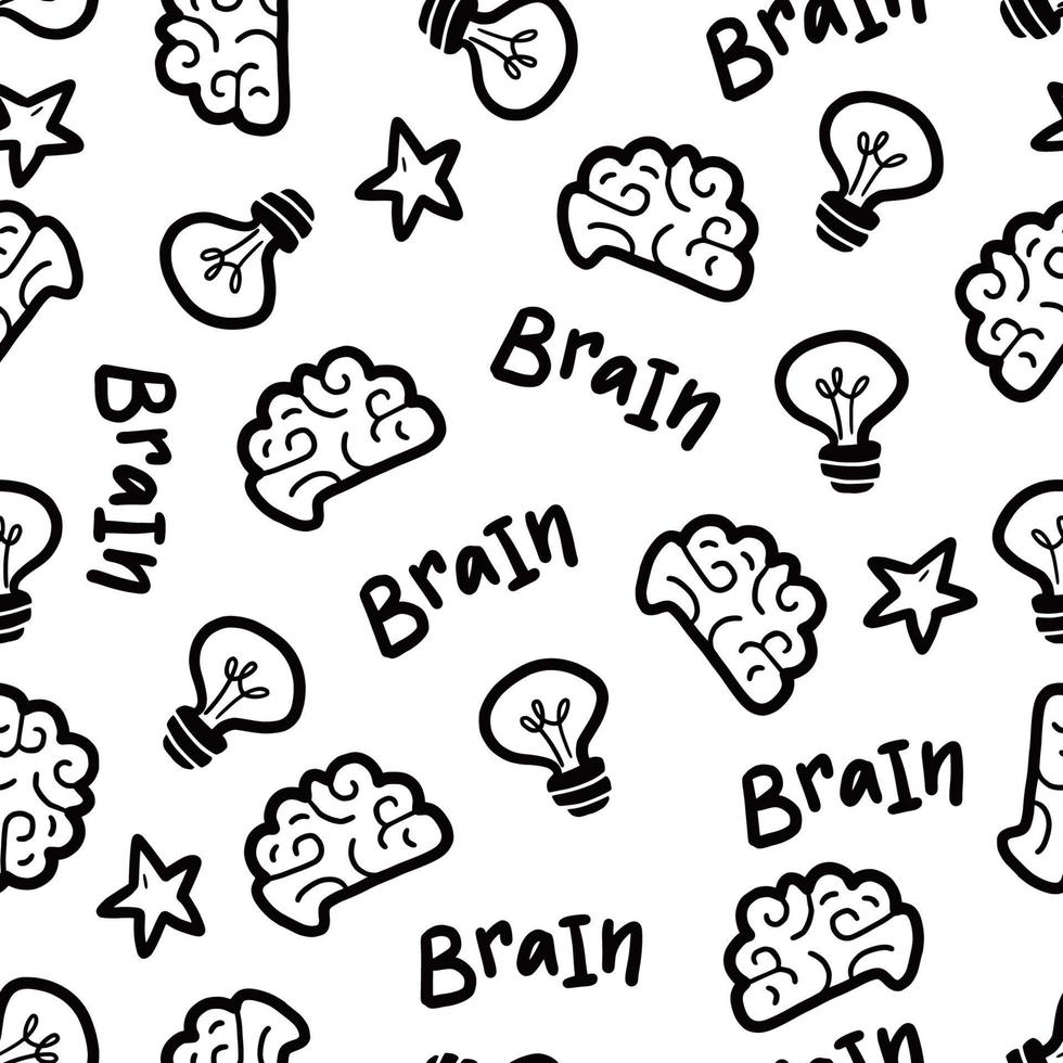 Hand drawn seamless pattern of brainstorm vector
