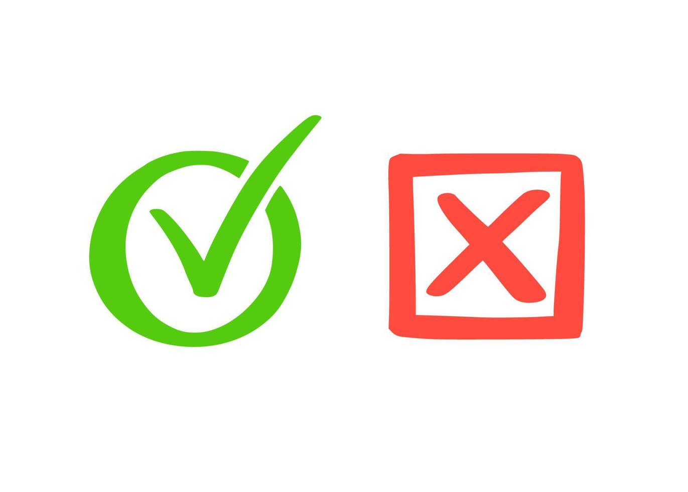 Green check and red cross mark. vector