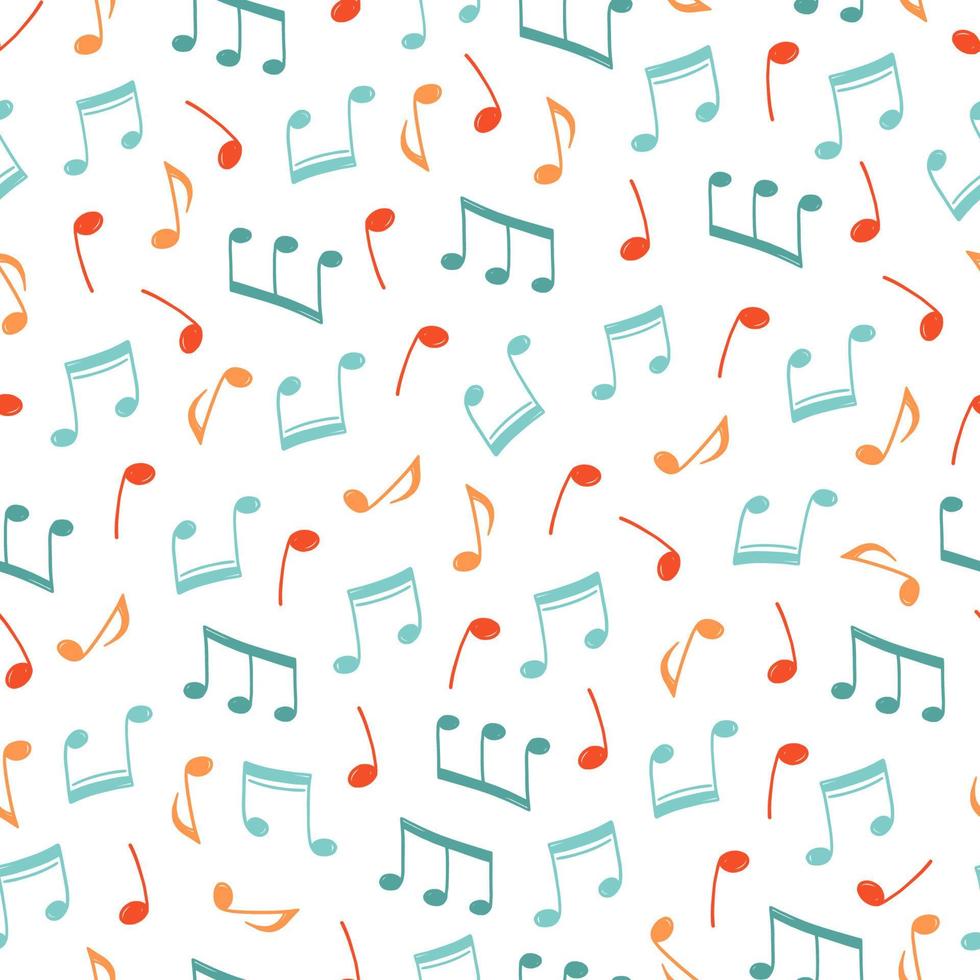 Music note doodle drawn pattern vector