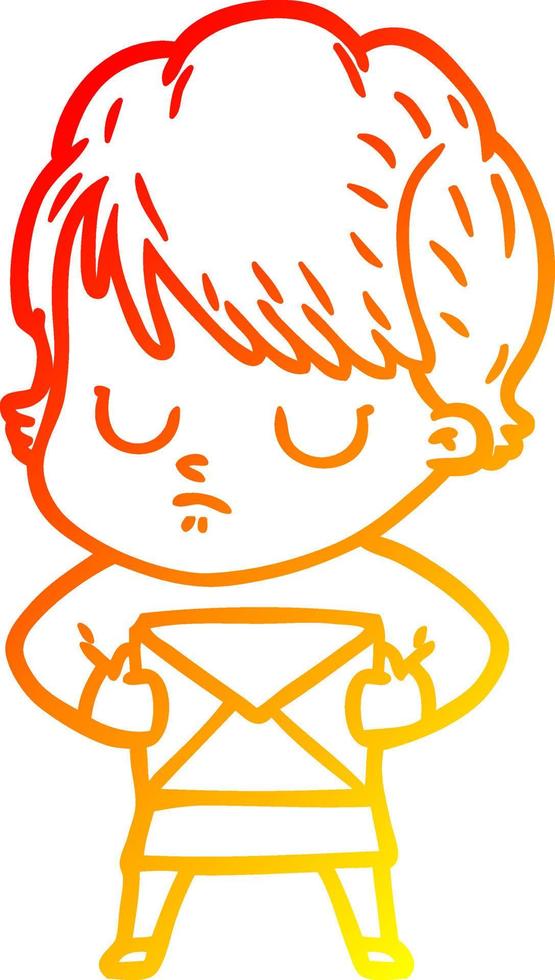 warm gradient line drawing cartoon woman vector
