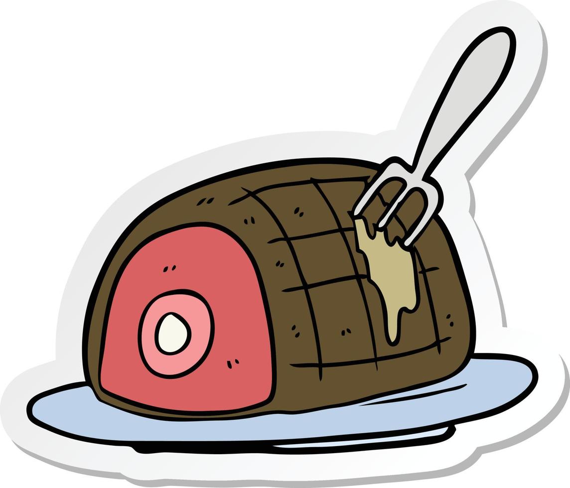 sticker of a cartoon cooked beef vector