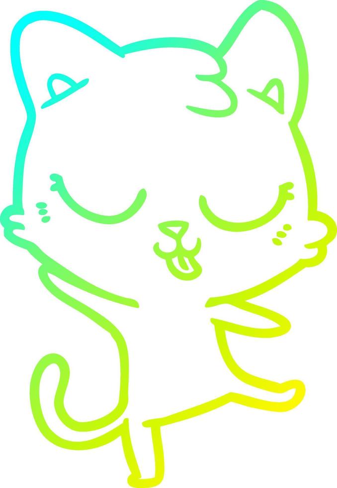 cold gradient line drawing cartoon cat vector
