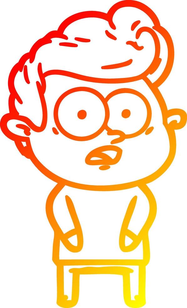 warm gradient line drawing cartoon staring man vector