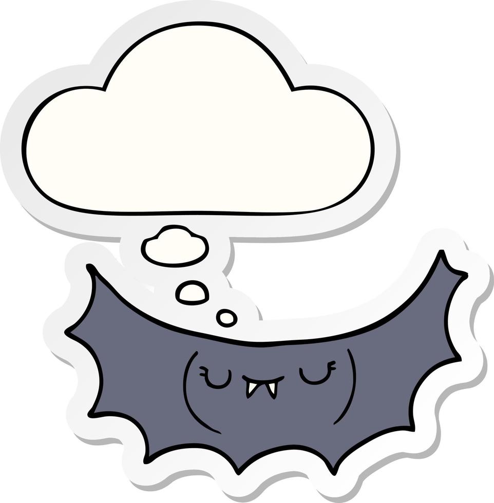 cartoon vampire bat and thought bubble as a printed sticker vector