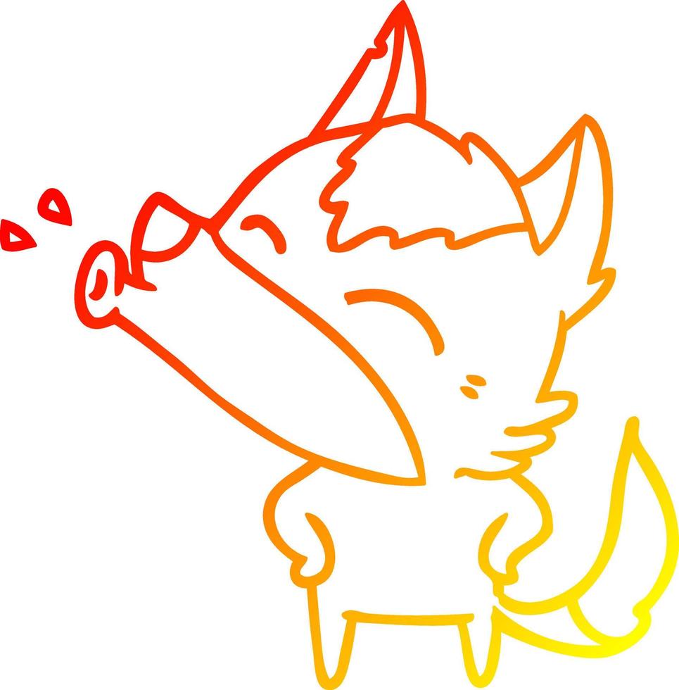 warm gradient line drawing howling wolf cartoon vector