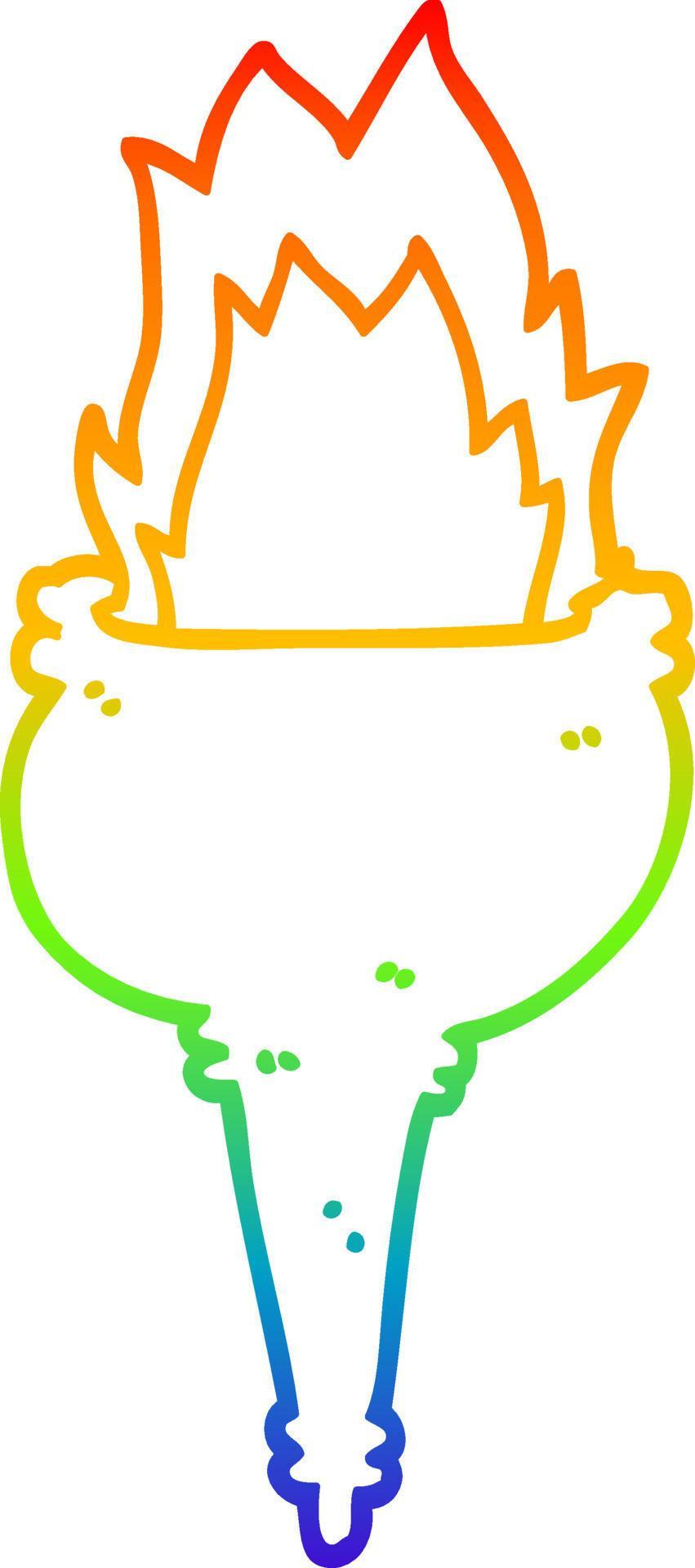 rainbow gradient line drawing cartoon flaming torch 10581698 Vector Art