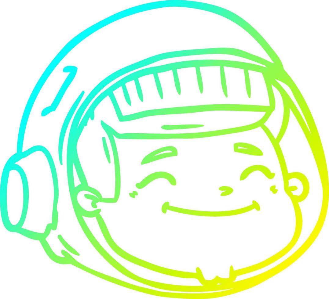 cold gradient line drawing cartoon astronaut face vector