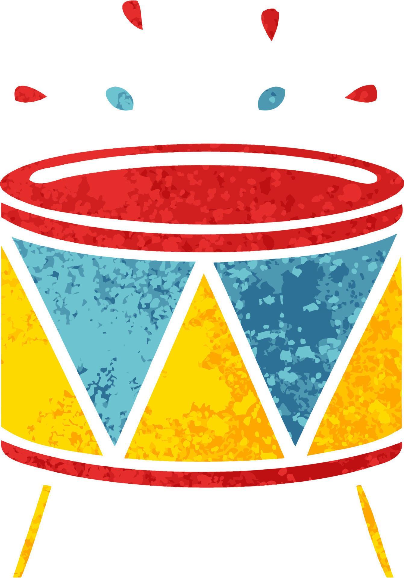 retro illustration style cartoon beating drum 10581789 Vector Art at Vecteezy