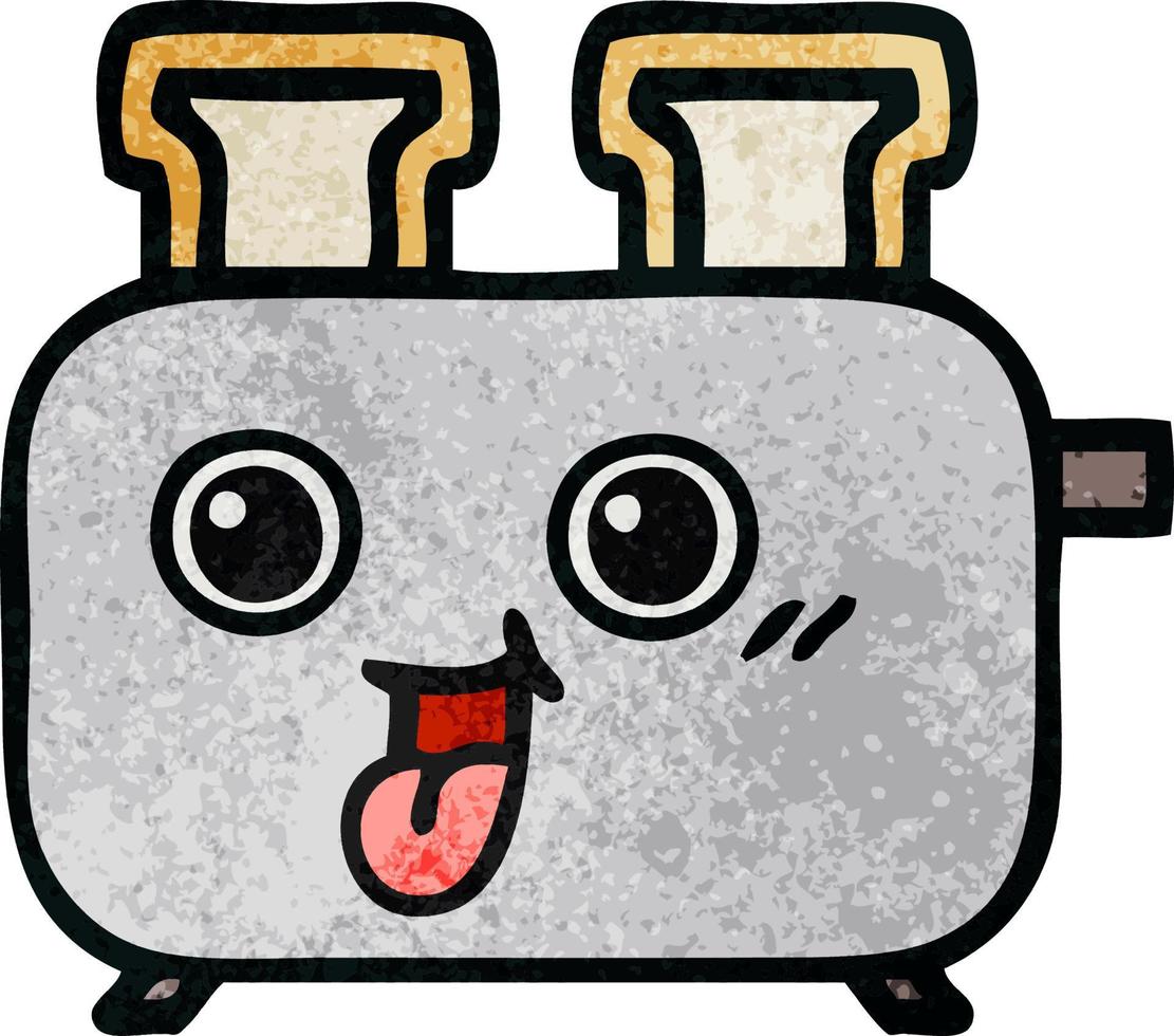 retro grunge texture cartoon of a toaster vector