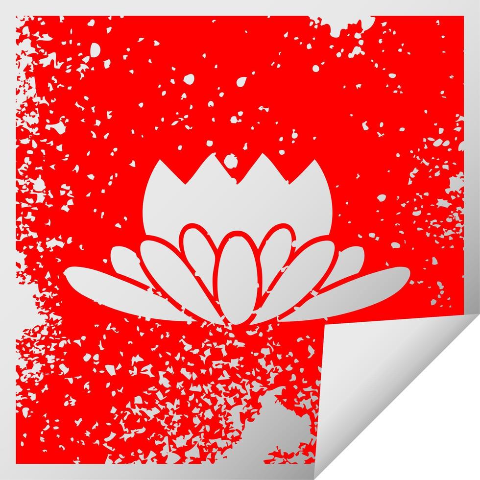 distressed square peeling sticker symbol flower vector