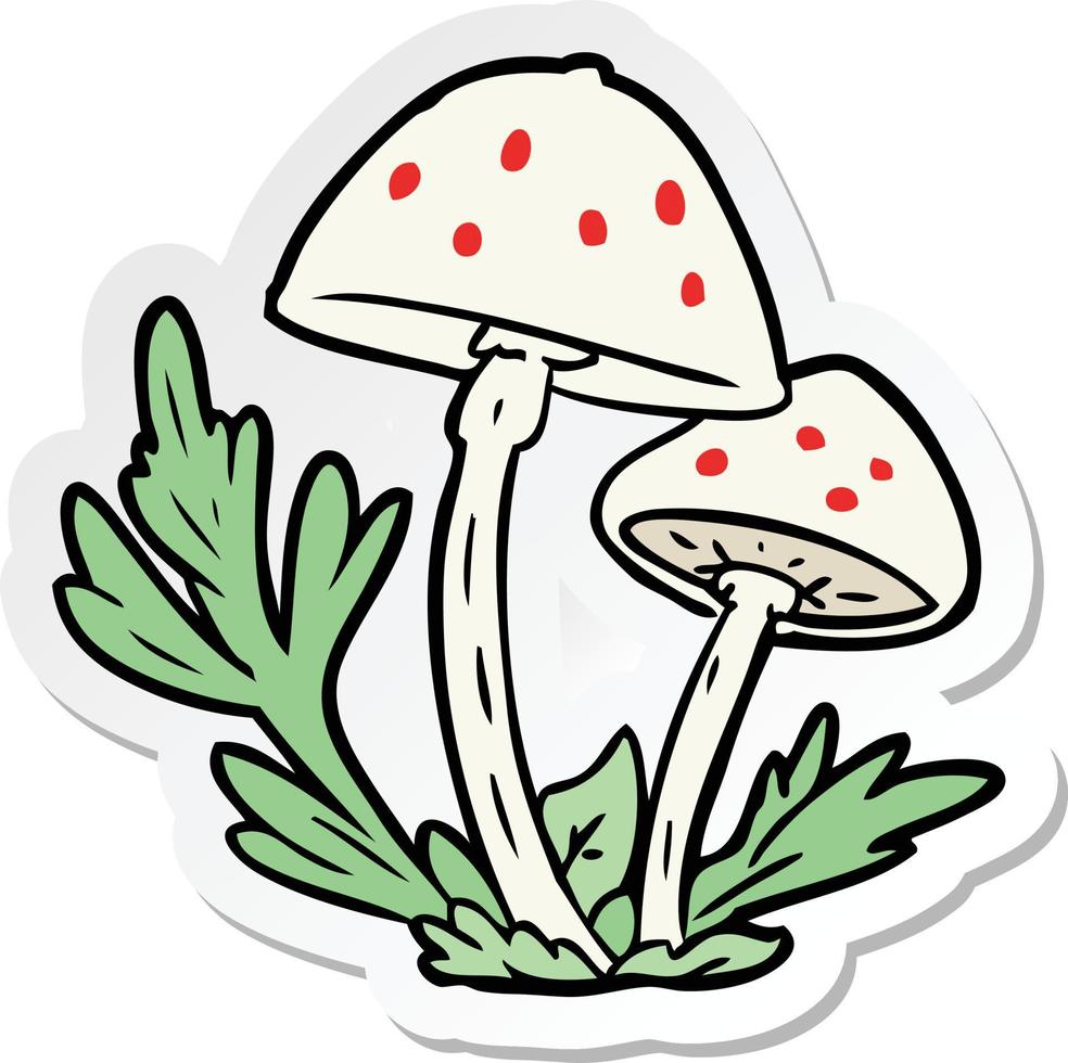 sticker of a cartoon mushrooms vector