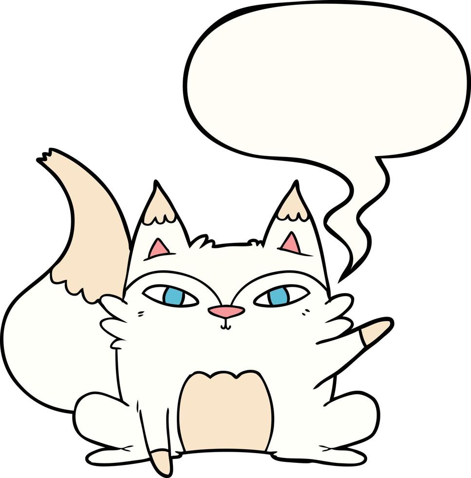 cartoon arctic fox and speech bubble vector