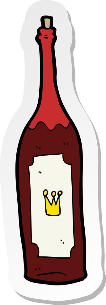 sticker of a cartoon wine bottle vector