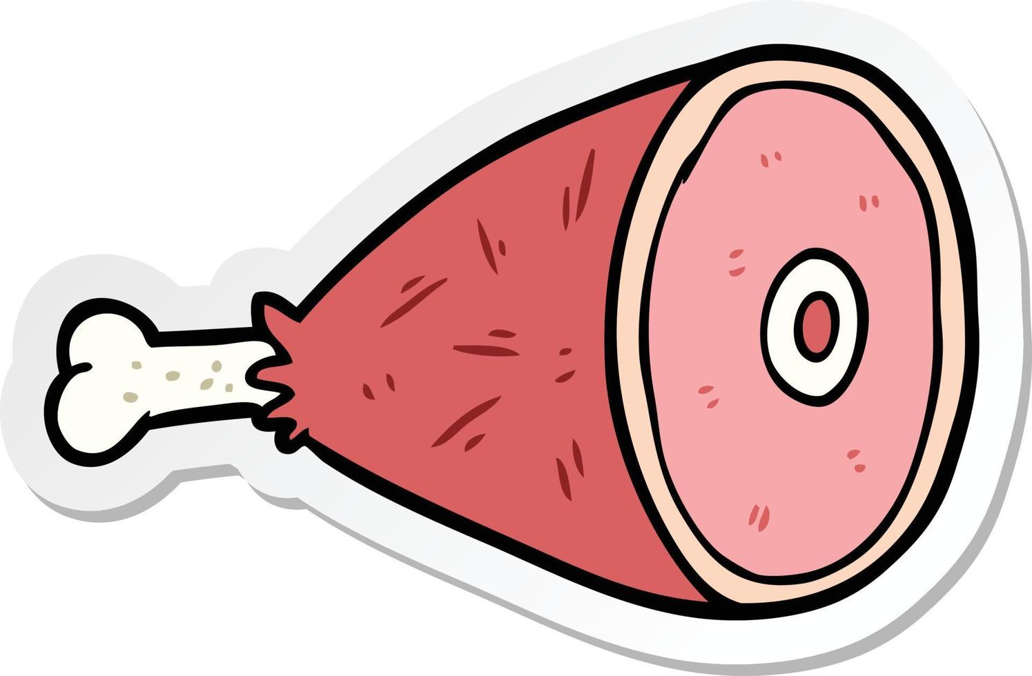 sticker of a cartoon cooked meat vector