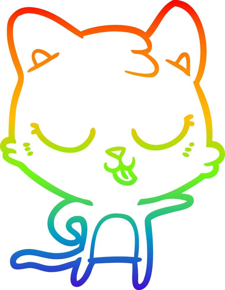 rainbow gradient line drawing cartoon cat vector