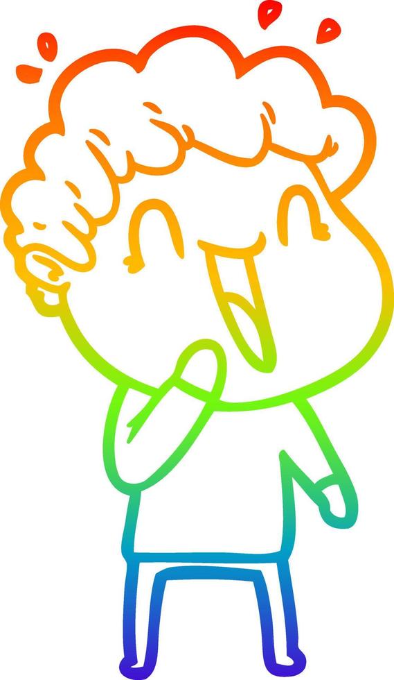 rainbow gradient line drawing cartoon happy man vector