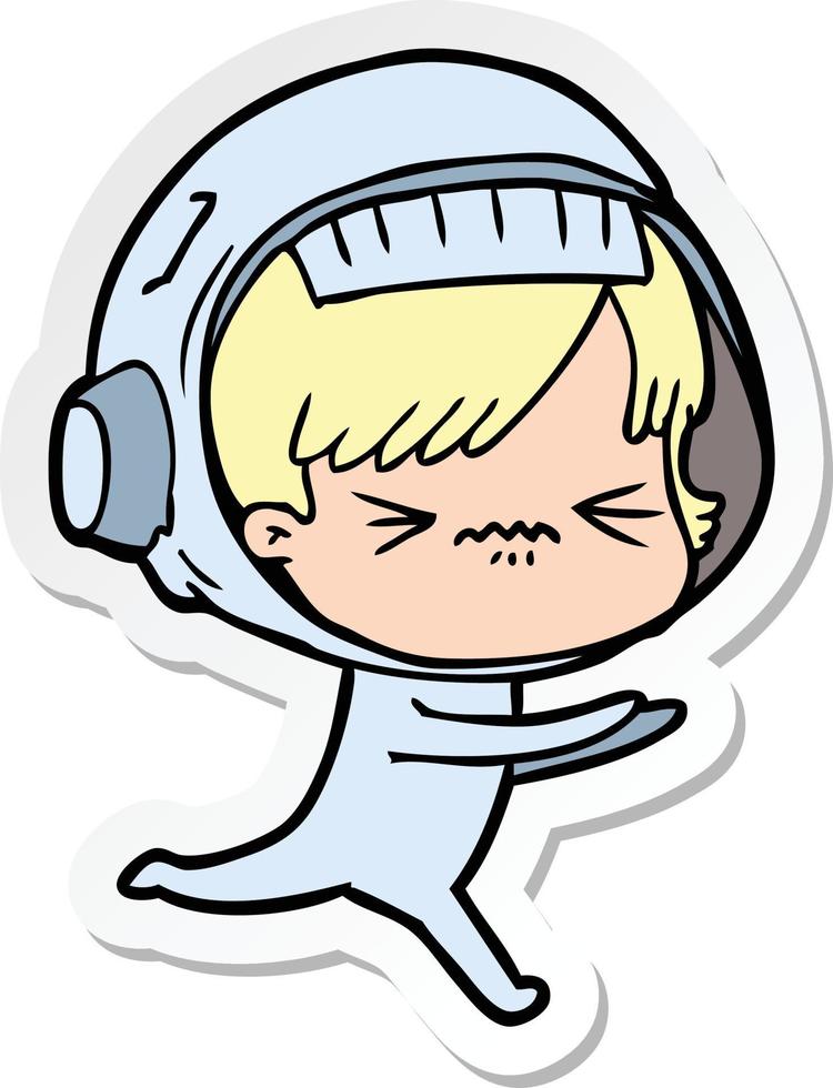 sticker of a angry cartoon space girl vector