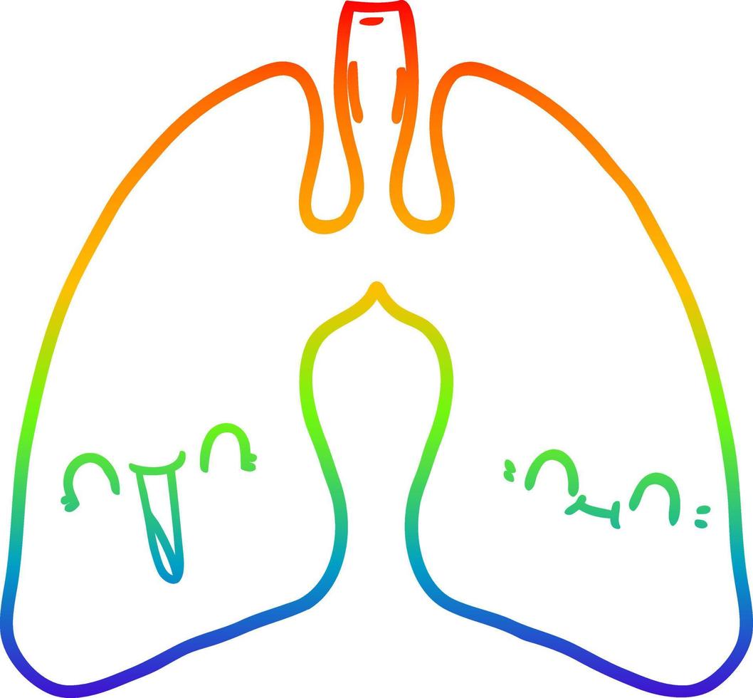 rainbow gradient line drawing cartoon lungs vector