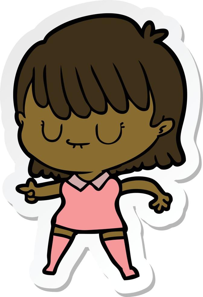 sticker of a cartoon woman vector