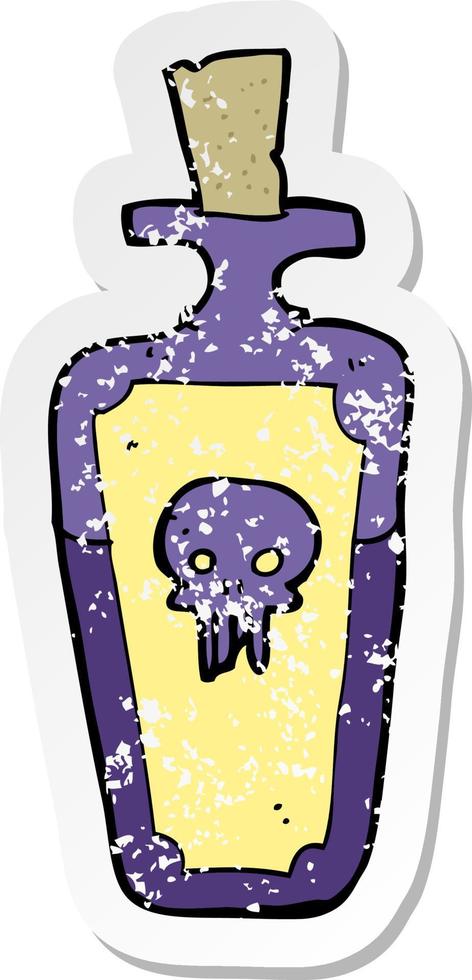 retro distressed sticker of a cartoon potion bottle vector