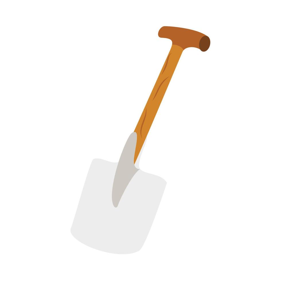 Hoe with a sturdy wooden handle and vector illustration