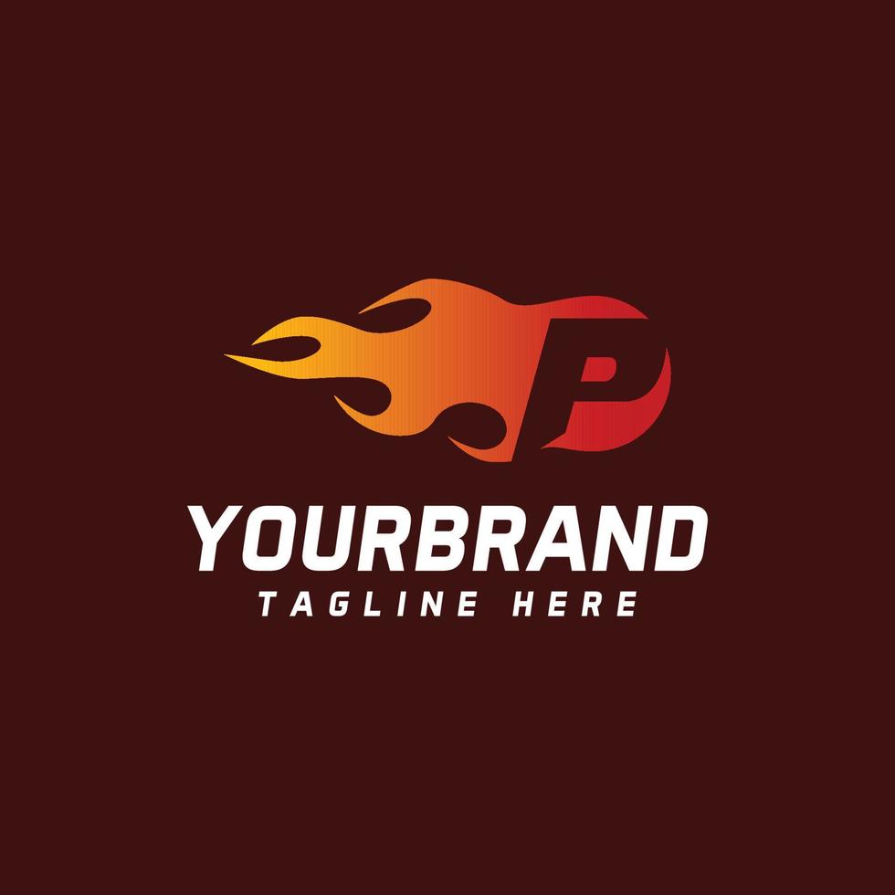 letter P logo design. Unusual letters. Fire elements vector design template for your app or company.