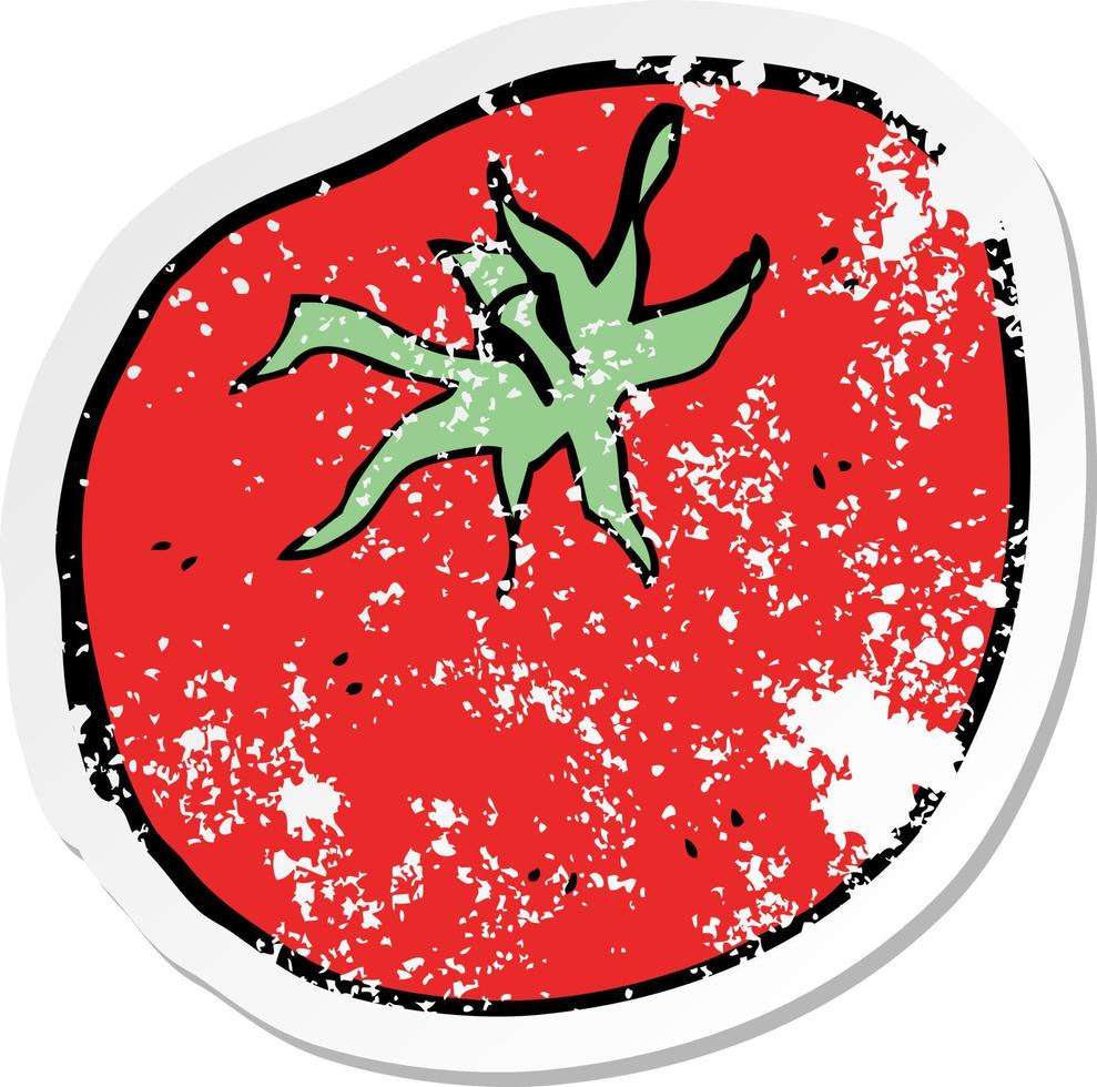 retro distressed sticker of a cartoon tomato vector