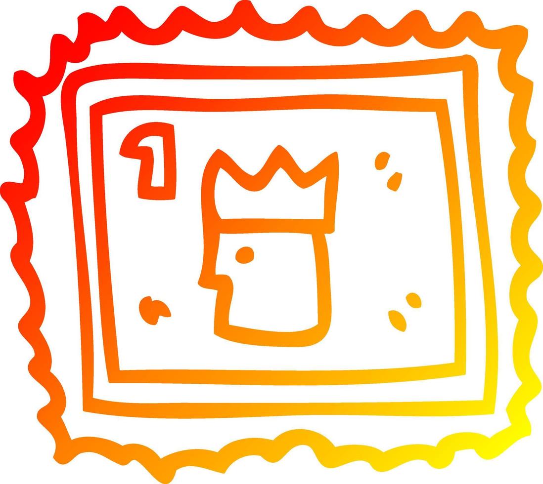 warm gradient line drawing cartoon stamp with royal face vector