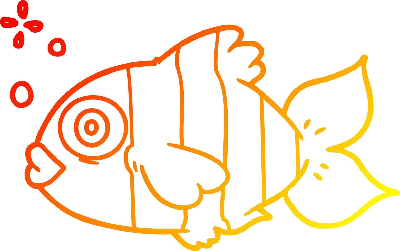 línea de gradiente cálido dibujo dibujos animados peces exóticos vector