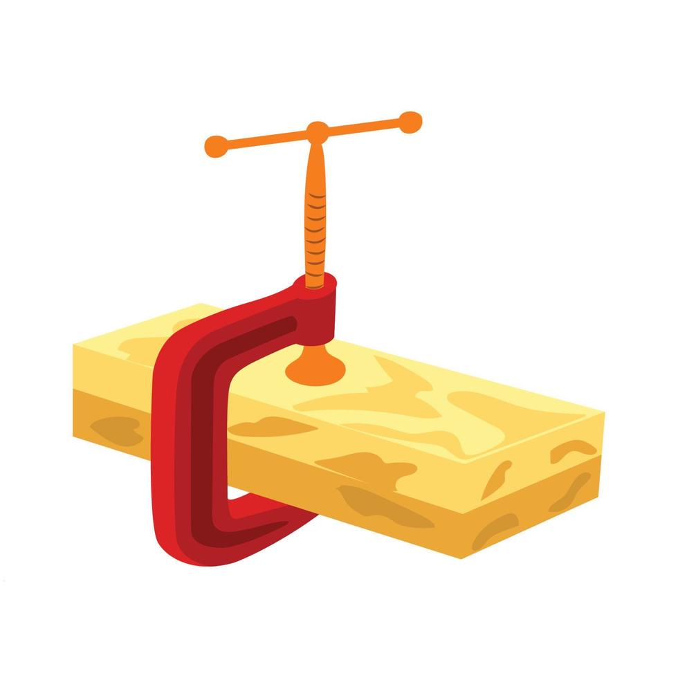 The red clamp is usually used to maintain the position of the work object during the gluing process, maintain measurements, hold objects to be joined or combined, etc. vector