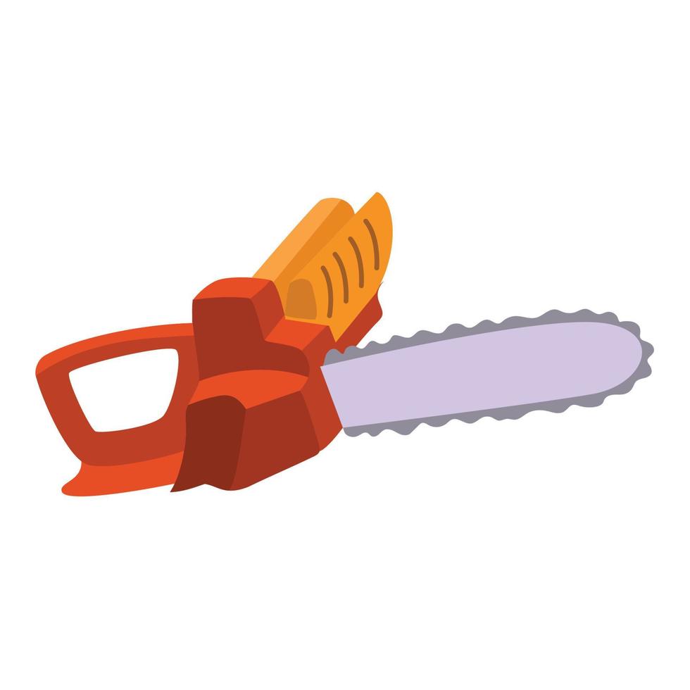 Chainsaw clipart in orange flat design illustration vector