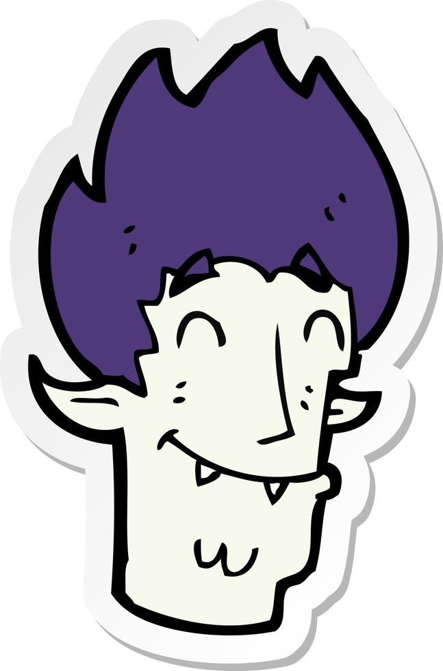 sticker of a cartoon happy vampire head vector