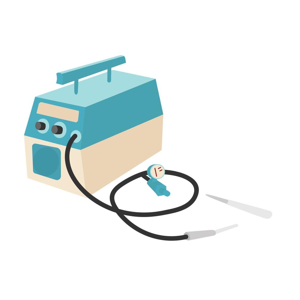 welding machine, flat design style, with machine in blue and beige vector illustration