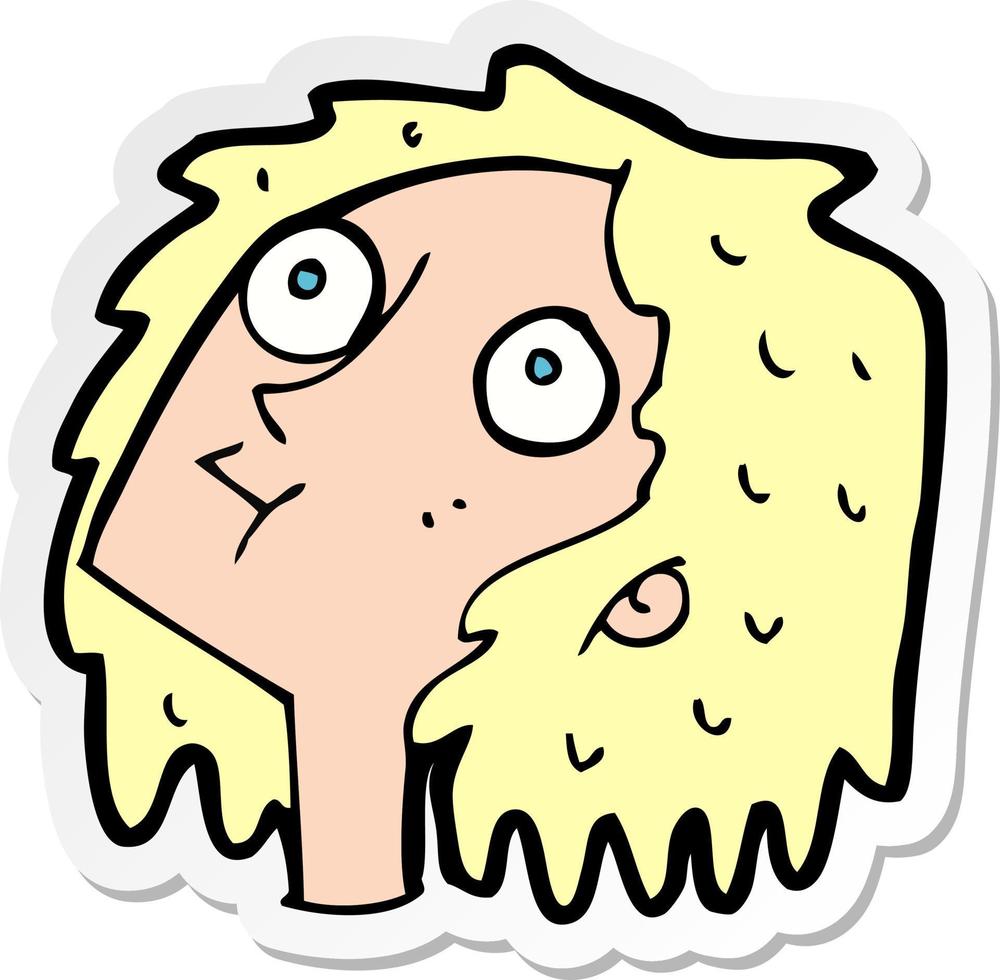 sticker of a cartoon staring woman vector
