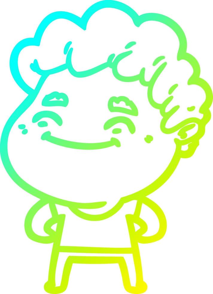 cold gradient line drawing cartoon friendly man vector