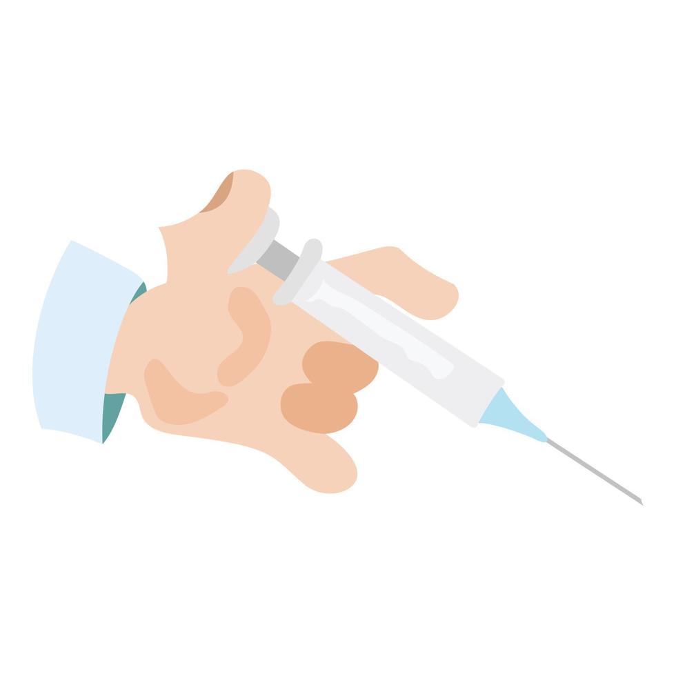 An injection is an injection that has a needle tip to insert fluids into the body. A flat design illustration vector