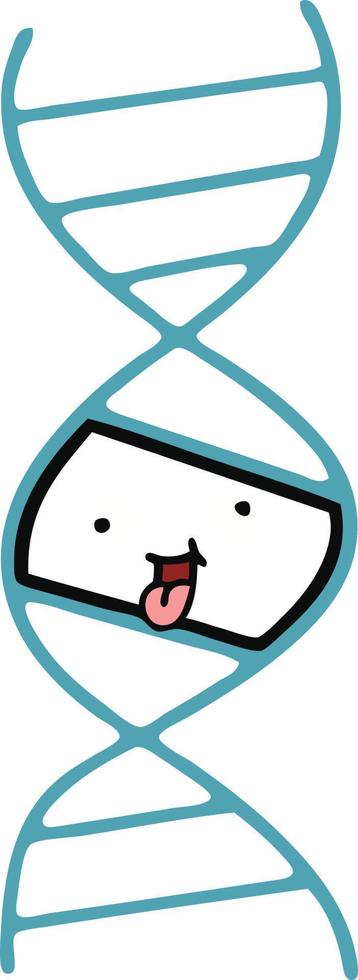 flat color retro cartoon DNA strand vector