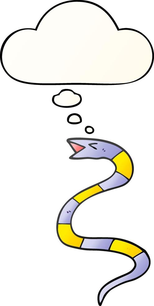 cartoon snake and thought bubble in smooth gradient style vector