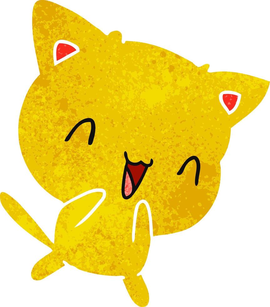 retro cartoon of cute kawaii cat vector